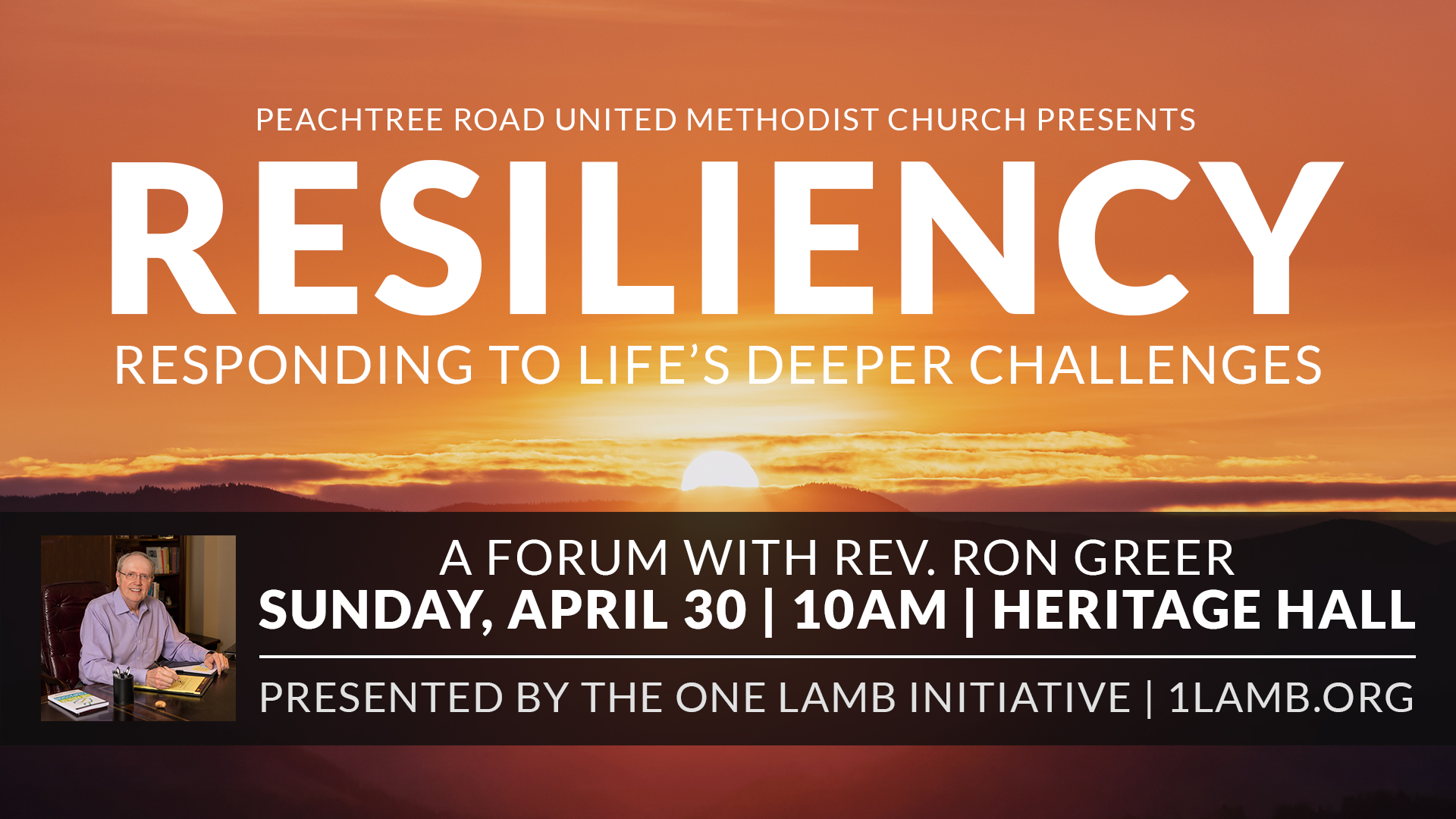 Ron Greer Resiliency Forum, April 30, 10 am, PRUMC