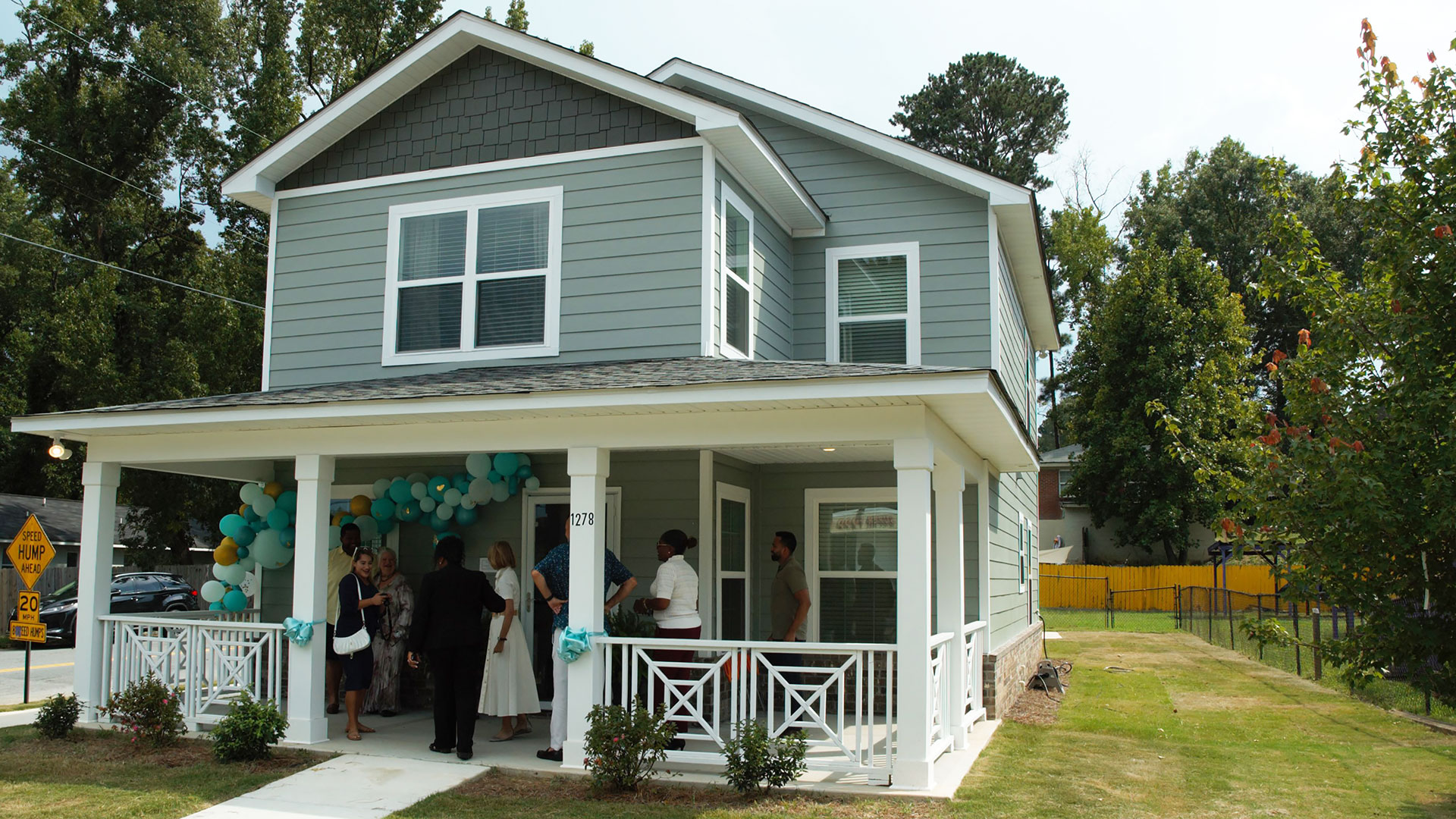 The Welcome Home House is a collaboration between Peachtree Road United Methodist Church, City of Refuge, and Atlanta Habitat for Humanity. A ribbon cutting ceremony was held in August 2023 with representatives and supporters from these three philantrhopic institutions. The house is dedicated in honor of Chaplain Susan Bishop, who served more than 40 years as a Chaplain in the Georgia Department of Corrections.