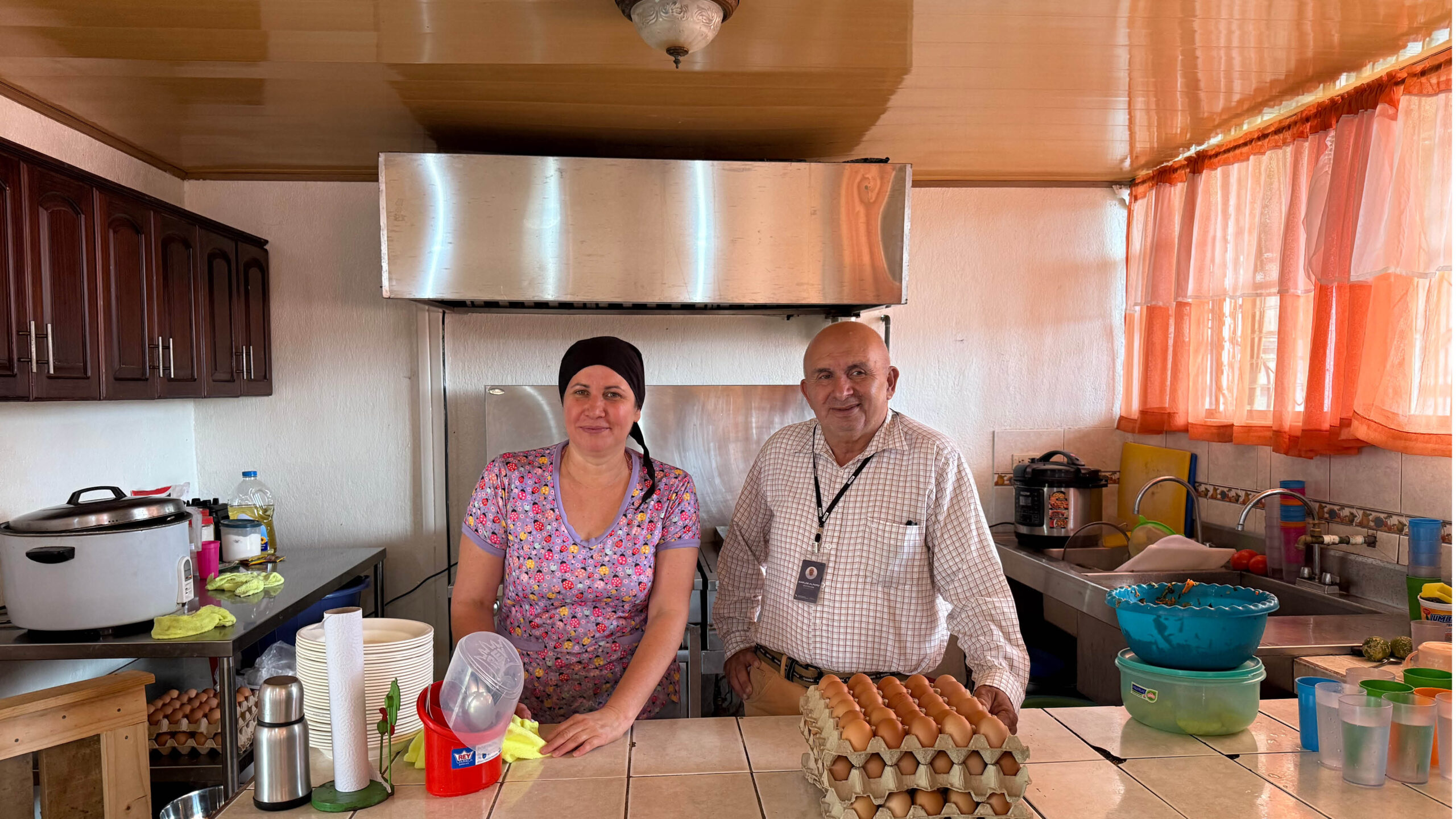 Cooks in a Costa Rica School that benefits from eggs from hens gifted to PRUMC Costa Rica Global missions from the Dogwood Shop.