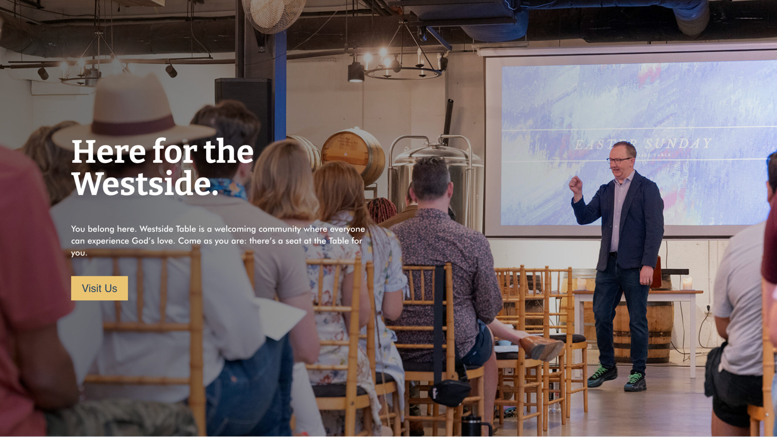 Daniel Ogle preaching at the Westside Table campus of PRUMC